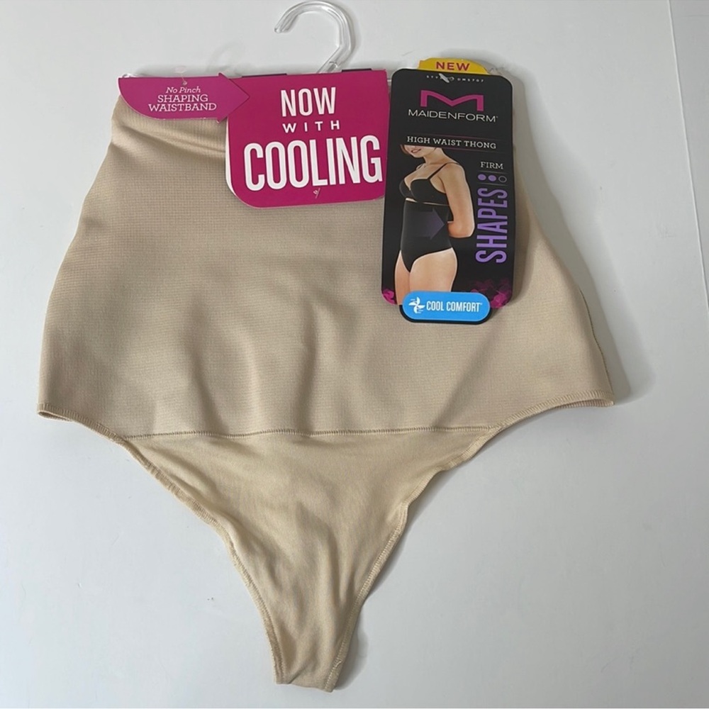 Maidenform High Waisted Shaping Thong Panty Nude / Tan Size XL